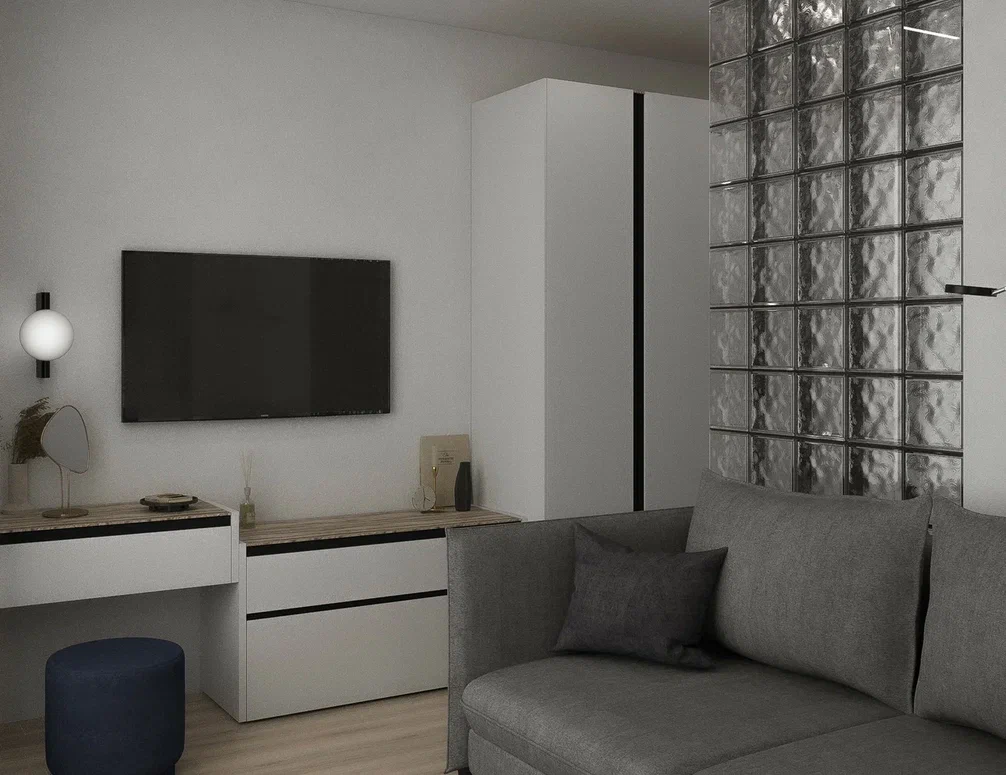 Дизайн-проект студии с просторной кухней